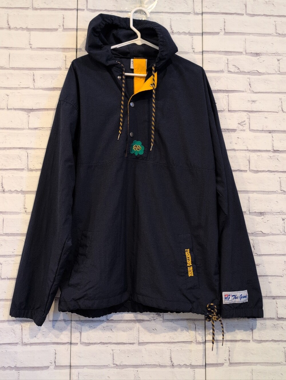 Vintage The Game Notre Dame Pullover Windbreaker Men's XL Hooded Pockets Logo